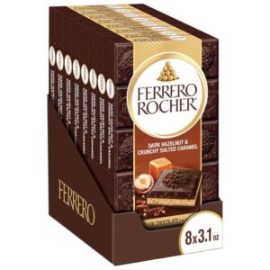 Ferrero Rocher Dark Chocolate Hazelnut & Crunchy Salted Caramel Bar 3.1oz 8ct